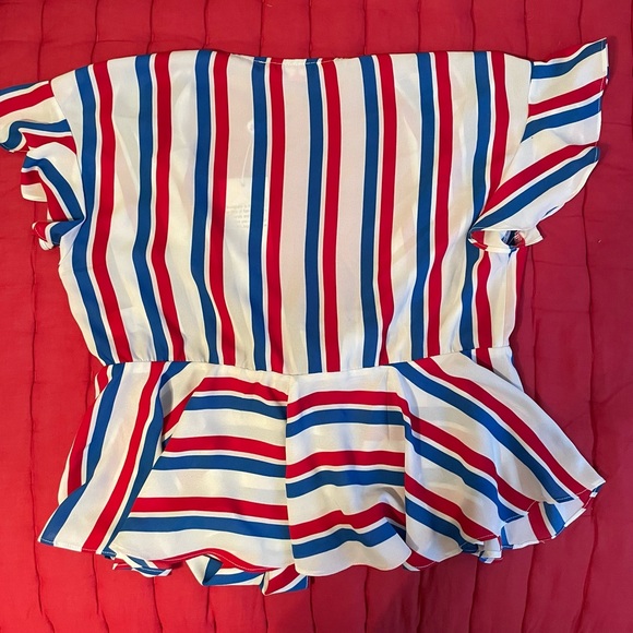 Buddy Love Red White and Blue Striped Tie Crop Top Size Medium - Picture 2 of 2